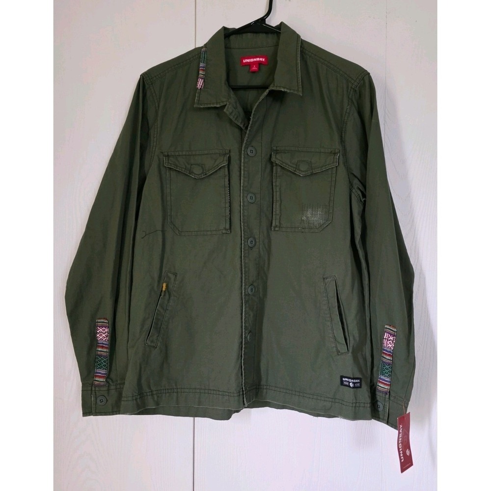 UNIONBAY Men's Military Utility Fatigue Shirt Jacket Olive Green Size Small NWT